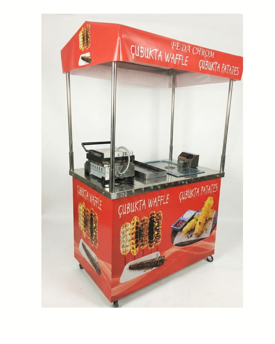 Çubukta Patates Waffle Tezgahı 1 çubukta patates waffle tezgahı